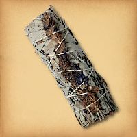 Sage and Lavender Herb Bundle, tied with string, featuring dried sage and lavender ready for smoke cleansing rituals.