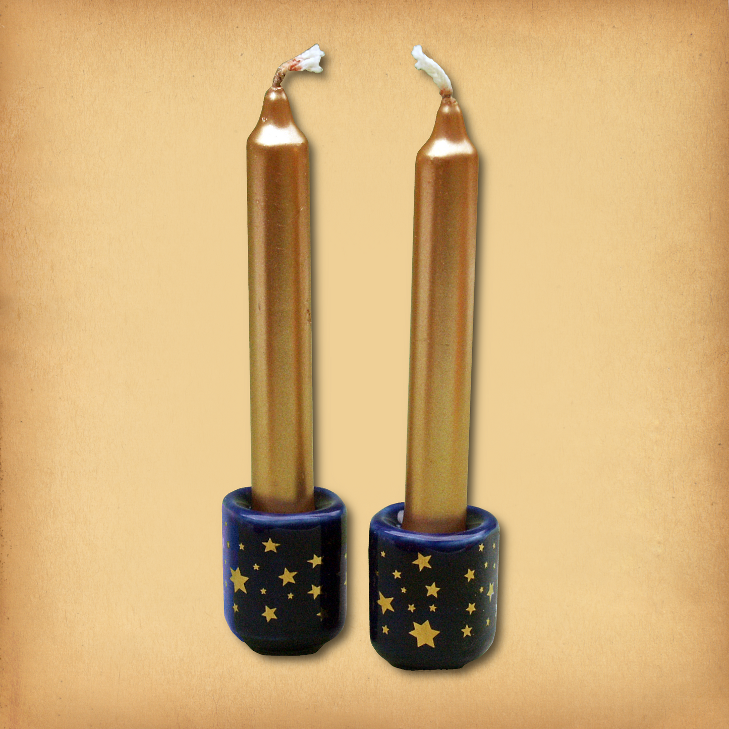 Pair of Gold Stars Mini Candle Holders