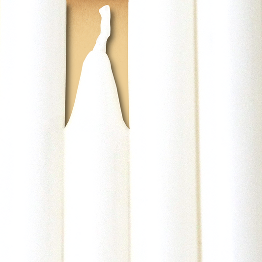 Closeup of a quartet of White Chime Candles arranged side-by-side so they form an almost solid block of color.