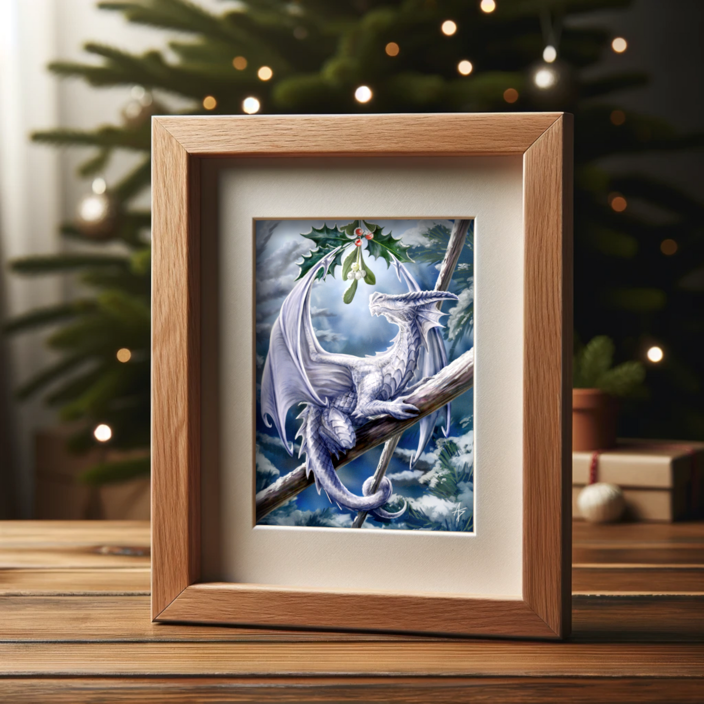 Snow Dragon Yule Card