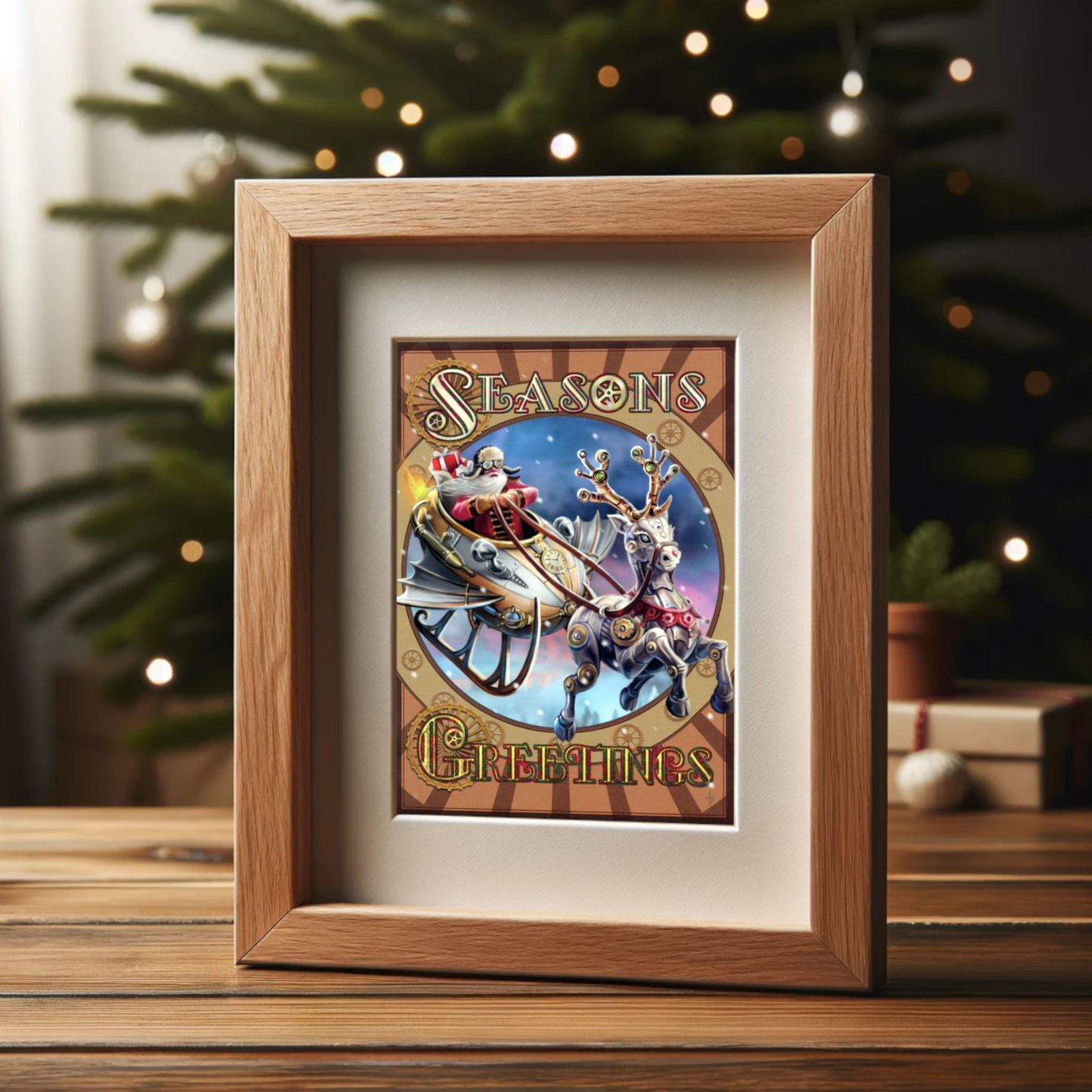 Steampunk Santa Yule Card