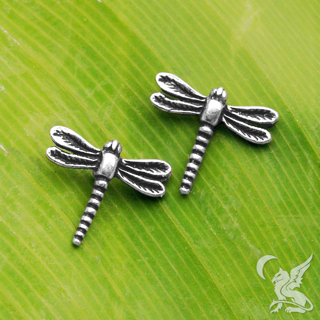 Silver Dragonfly Stud Earrings