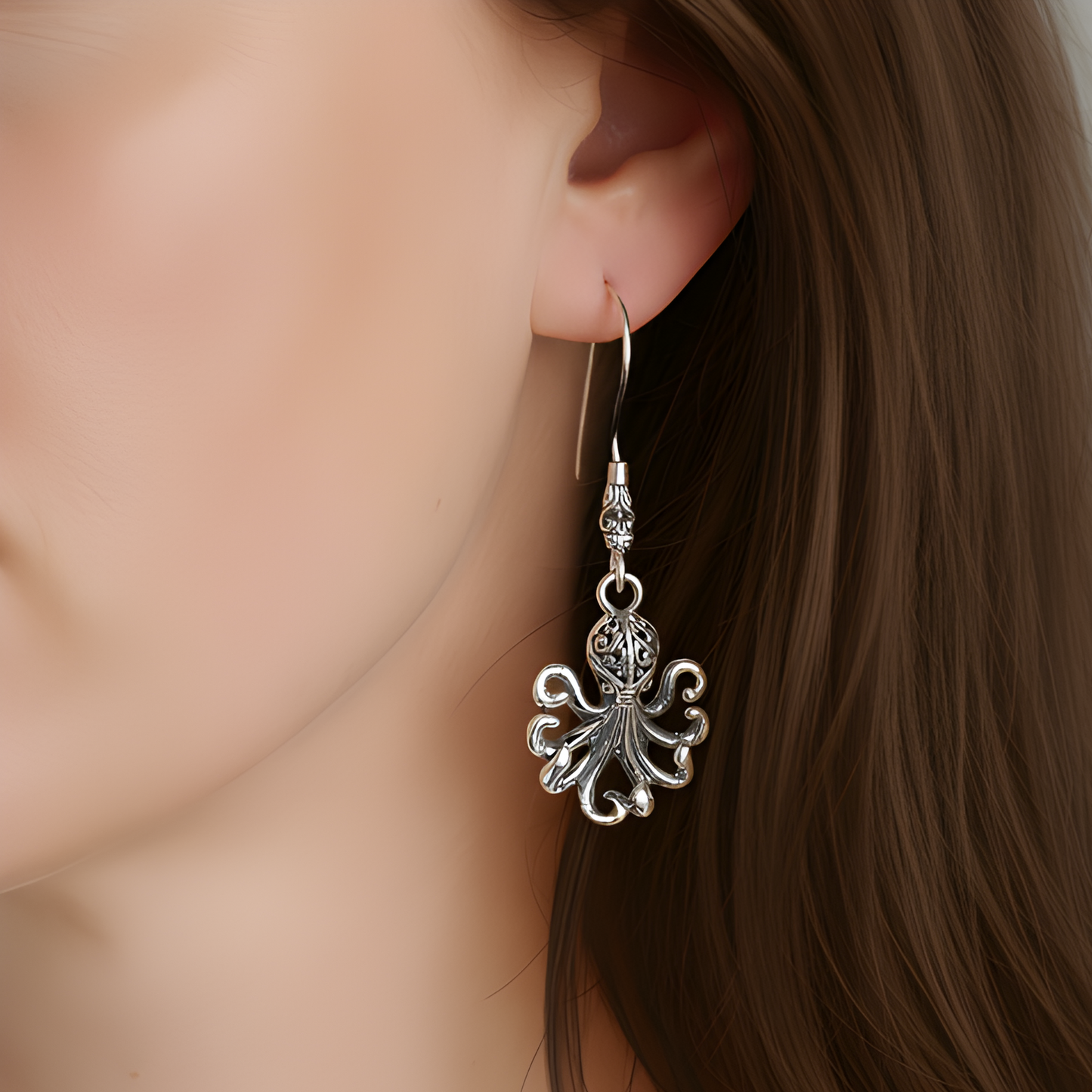 Silver Octopus Earrings
