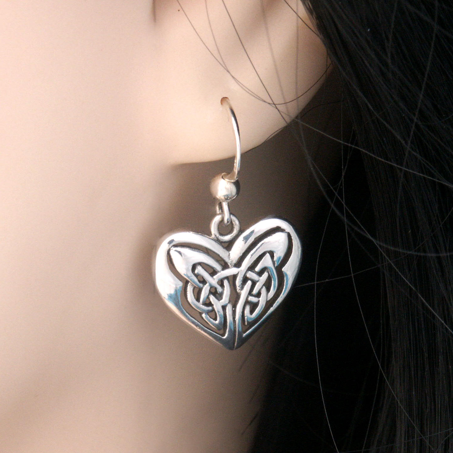 Silver Celtic Heart Earrings