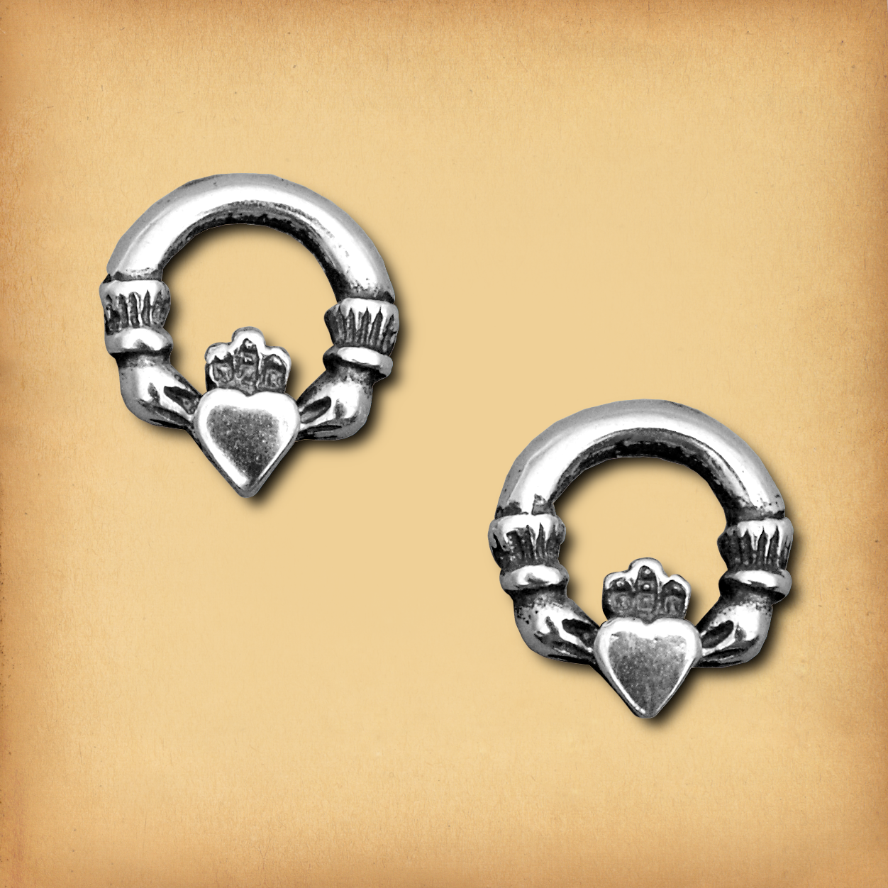 Silver Claddagh Stud Earrings