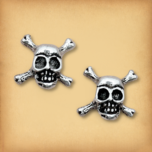 Silver Skull and Cross Bones Stud Earrings