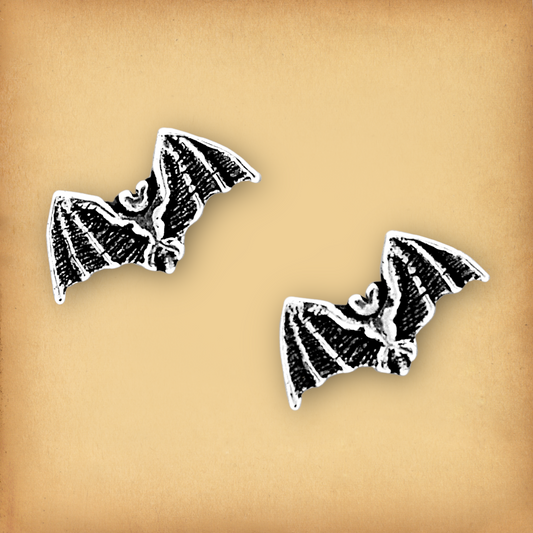 Silver Bat Stud Earrings