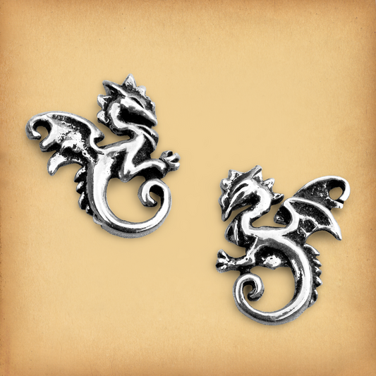 Silver Dancing Dragon Stud Earrings