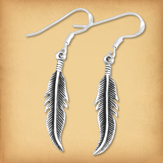 Silver Feather Dangle Earrings