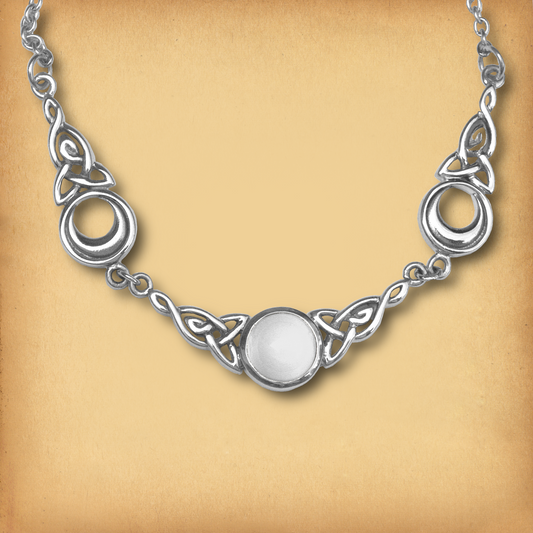 Silver Magical Moon Necklace - White Moonstone