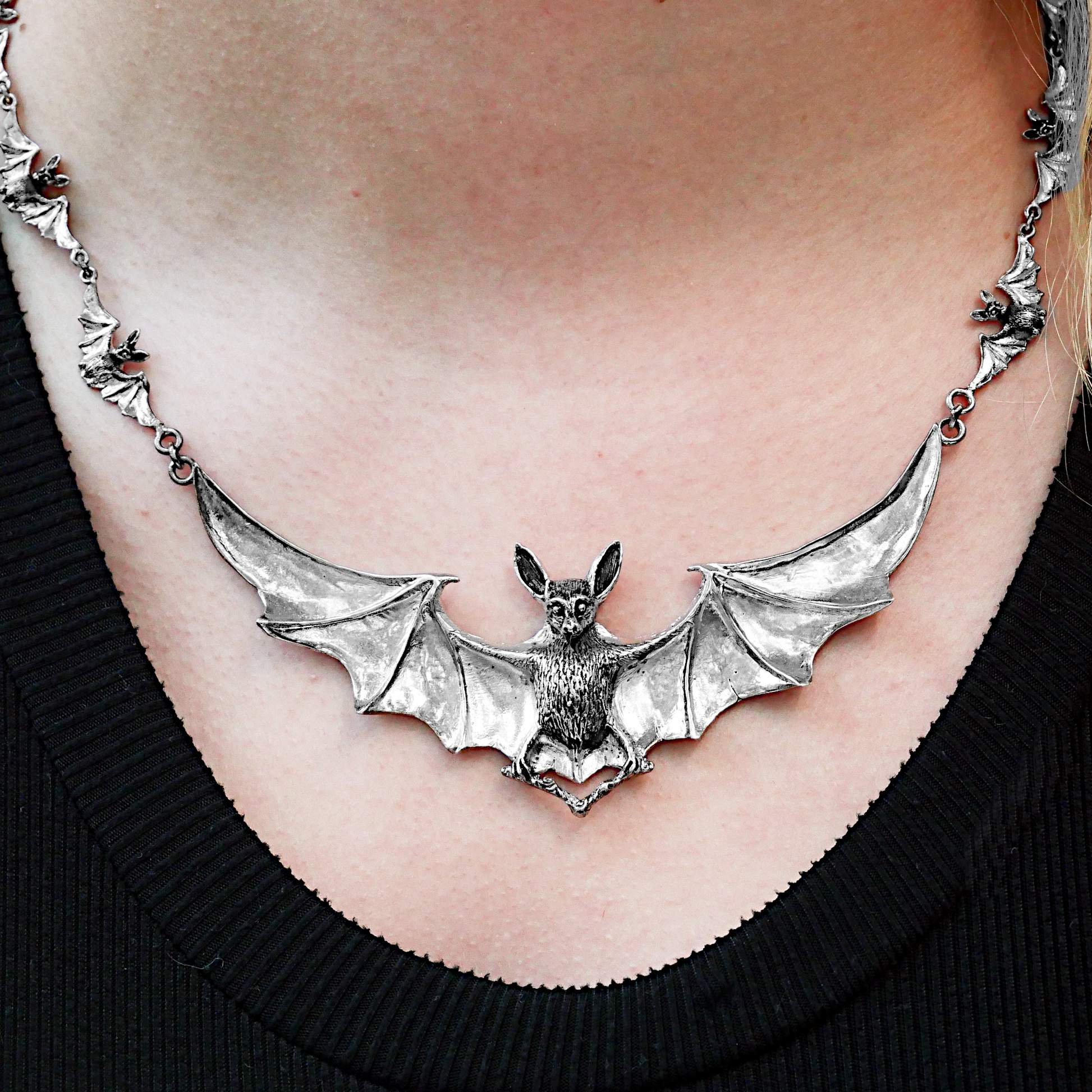 Silver Bat Necklace