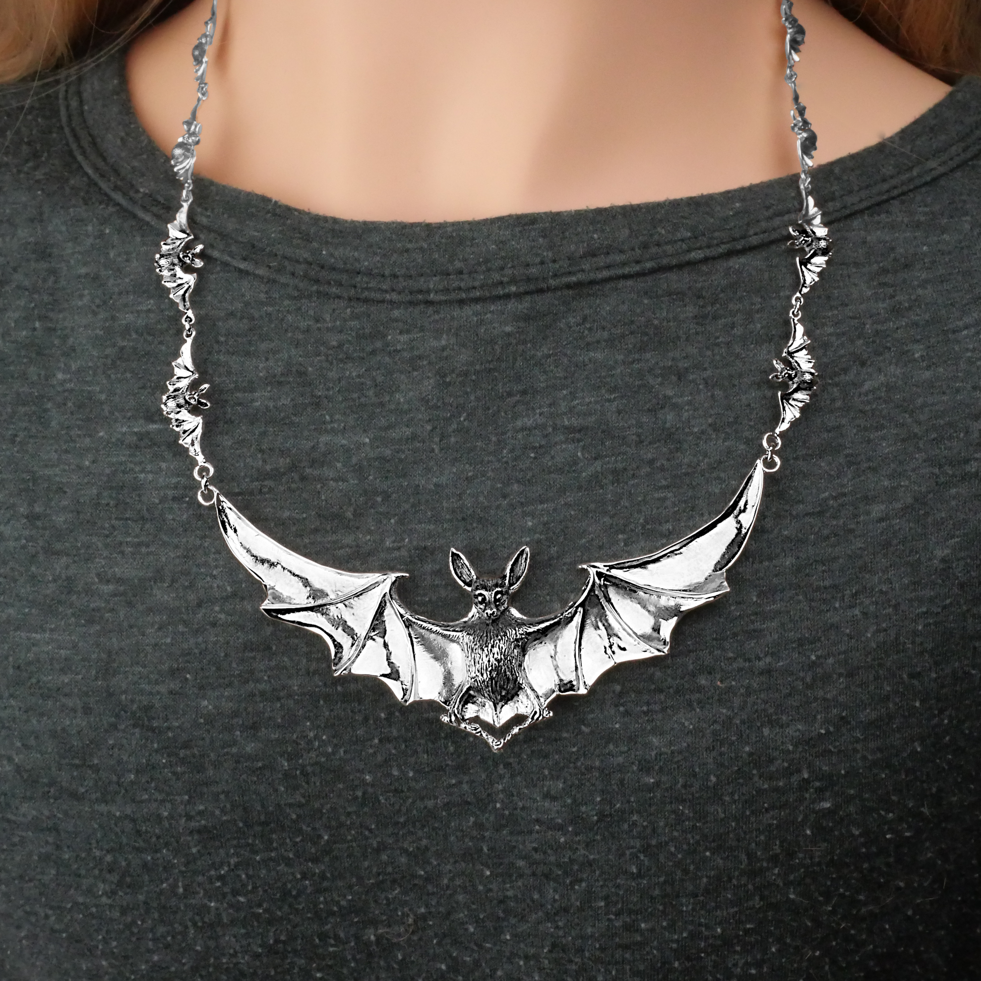 Silver Bat Necklace