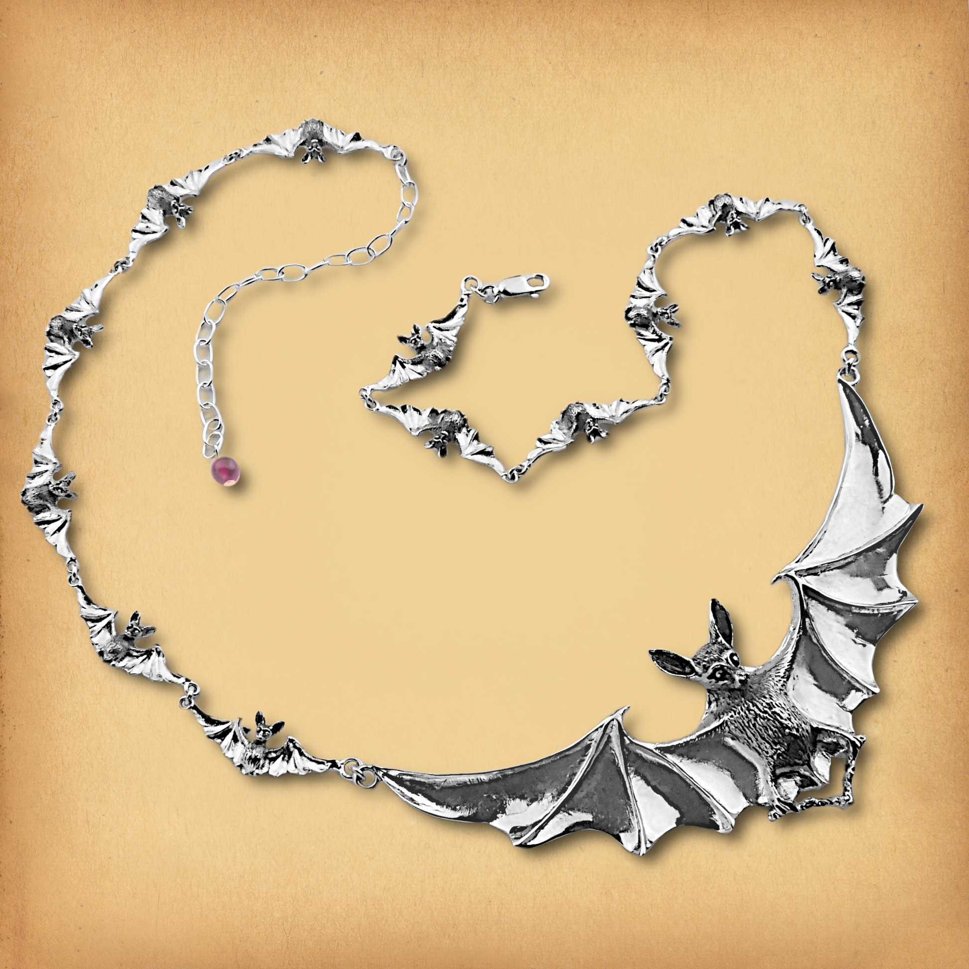 Silver Bat Necklace