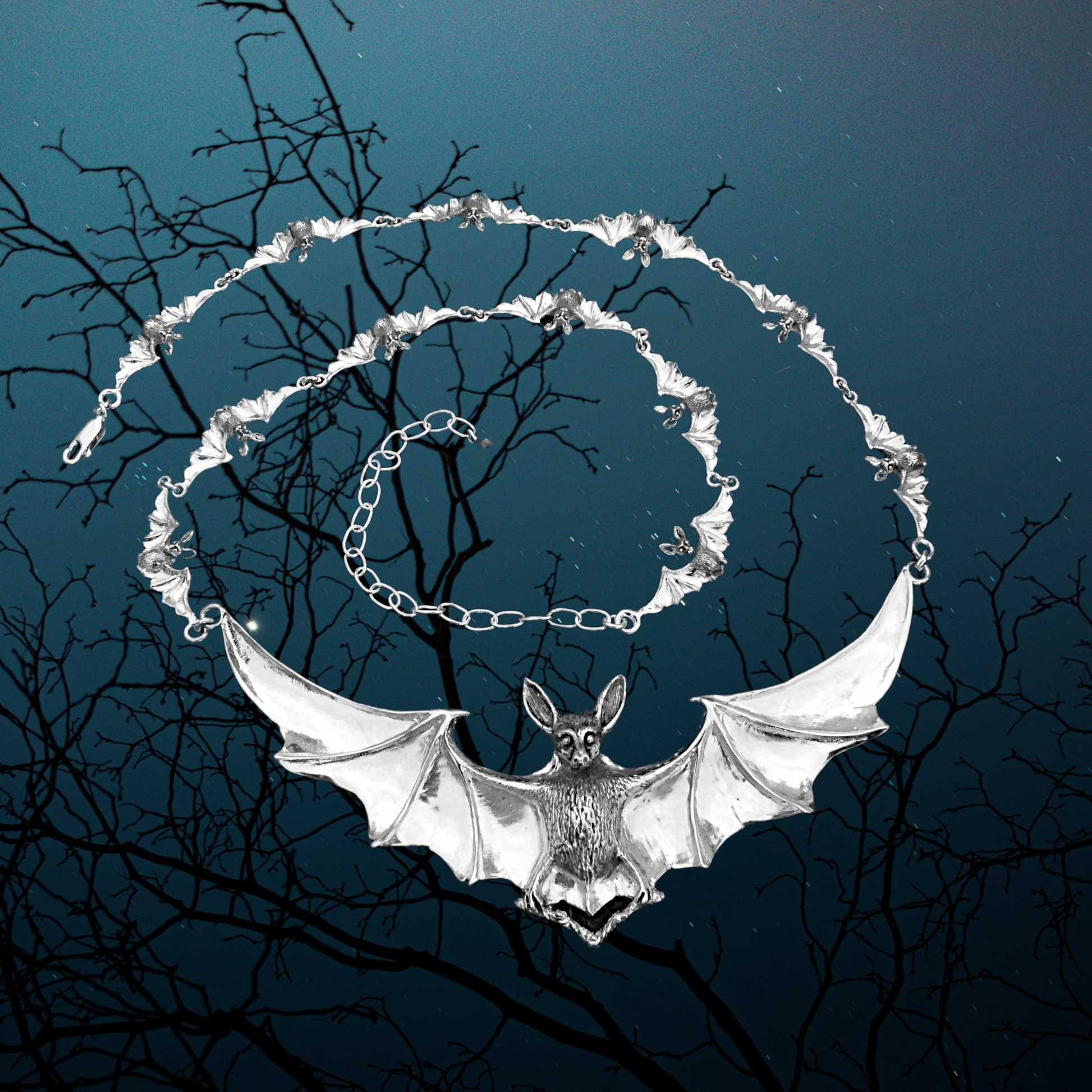 Silver Bat Necklace