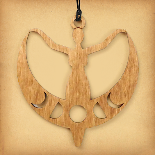 Moon Goddess Wooden Yule Ornament
