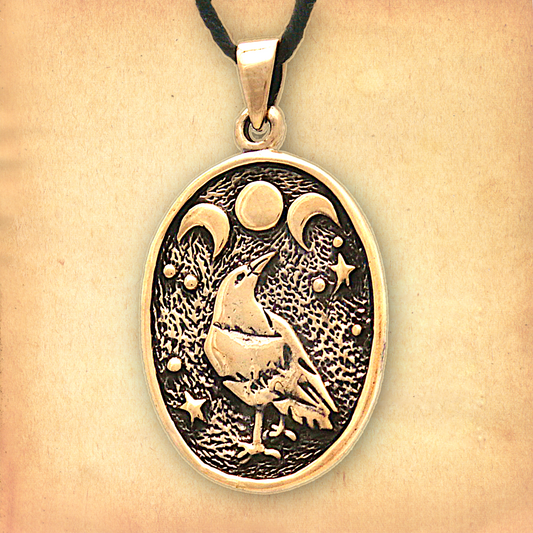 Bronze Raven Moon Pendant