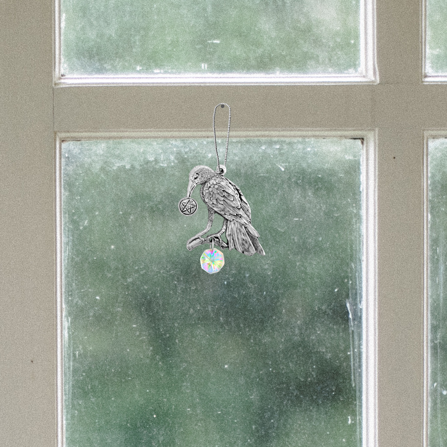 Raven and Pentacle Pewter Suncatcher
