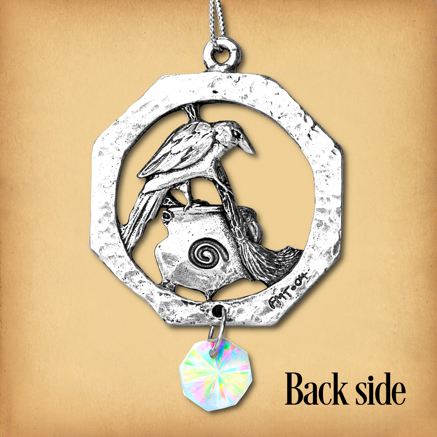 Raven and Cauldron Pewter Suncatcher