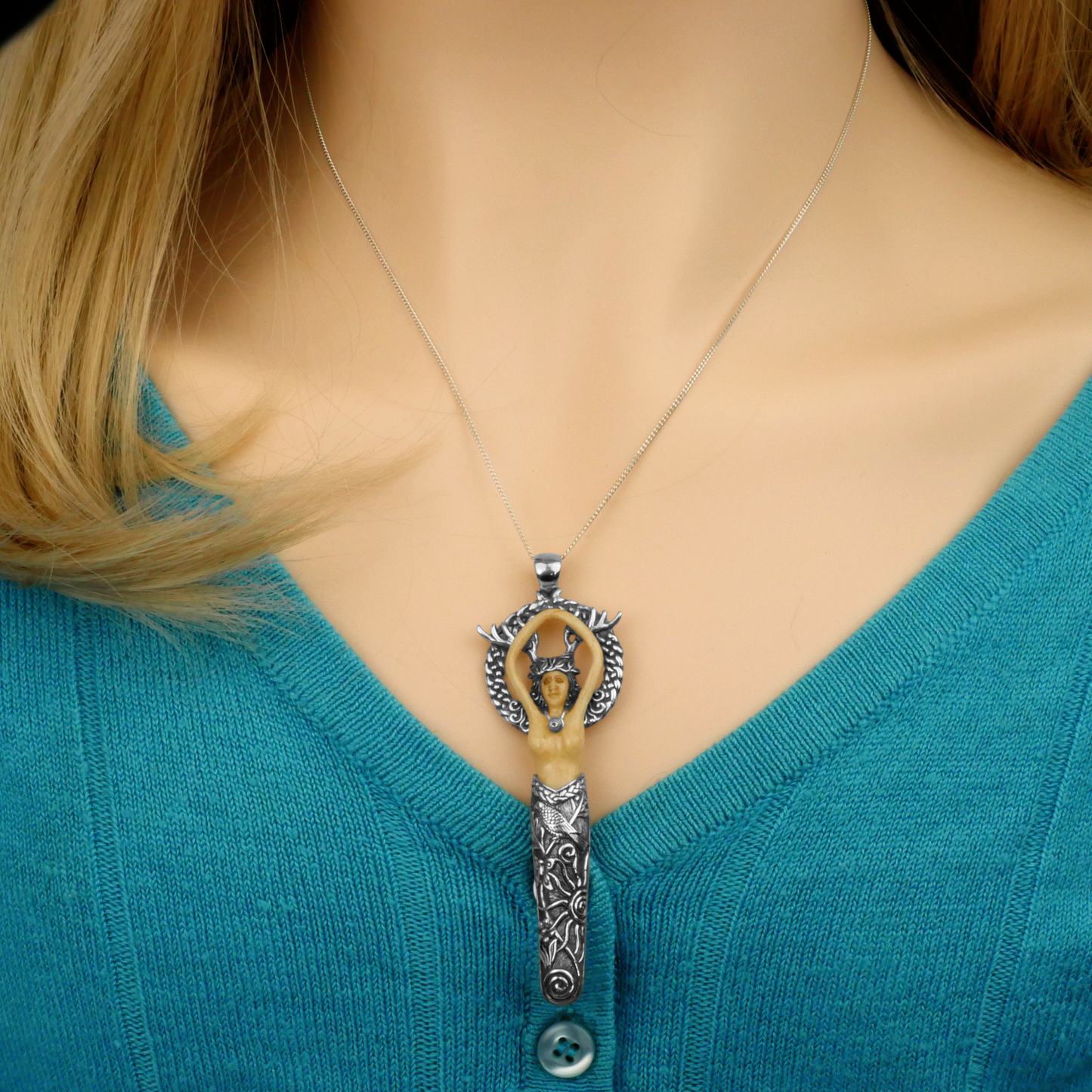 Large Silver Forest Goddess Pendant