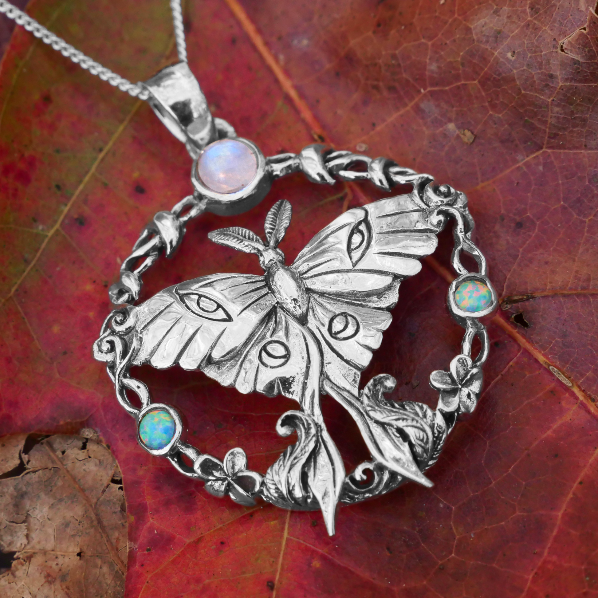 Silver Luna Moth Pendant