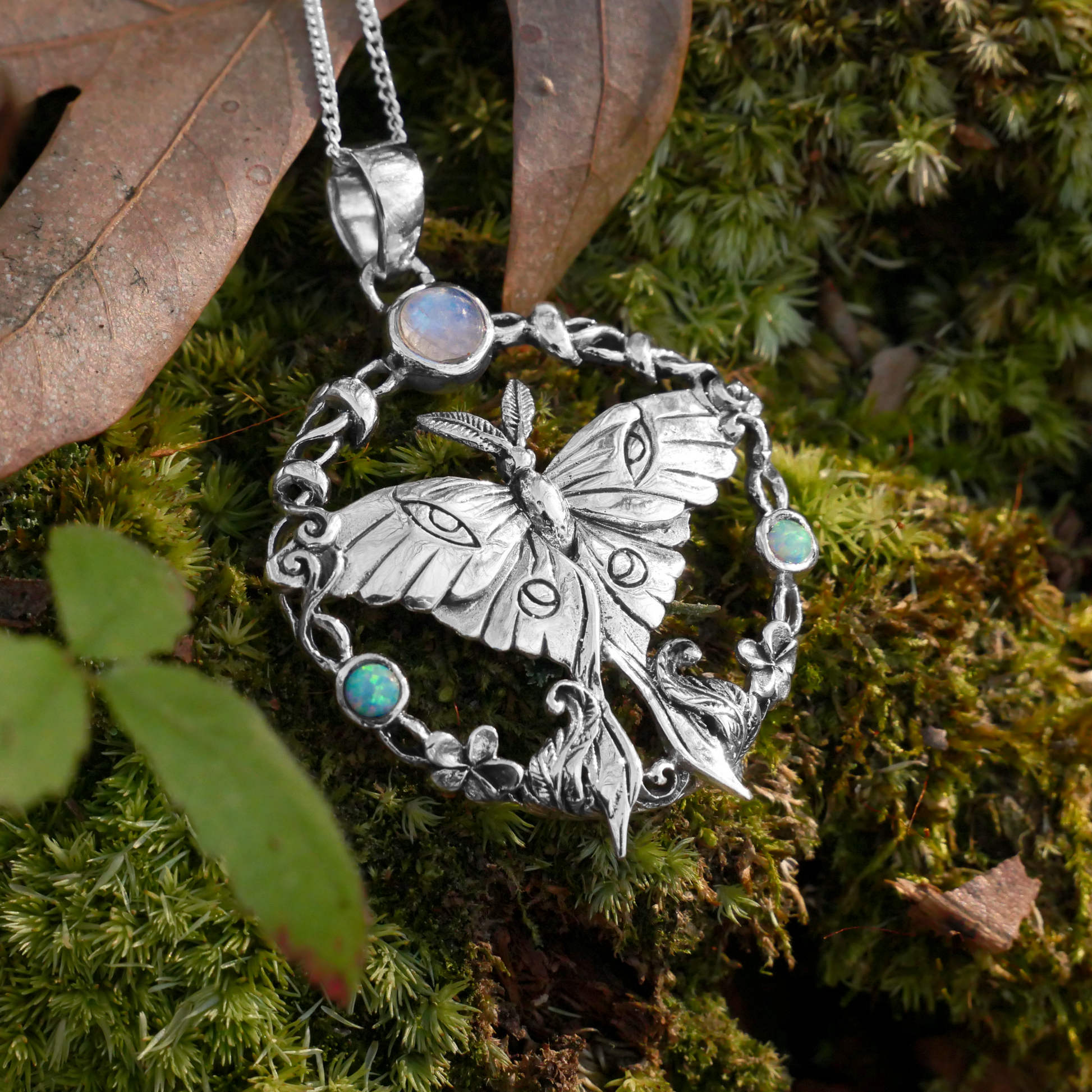 Silver Luna Moth Pendant