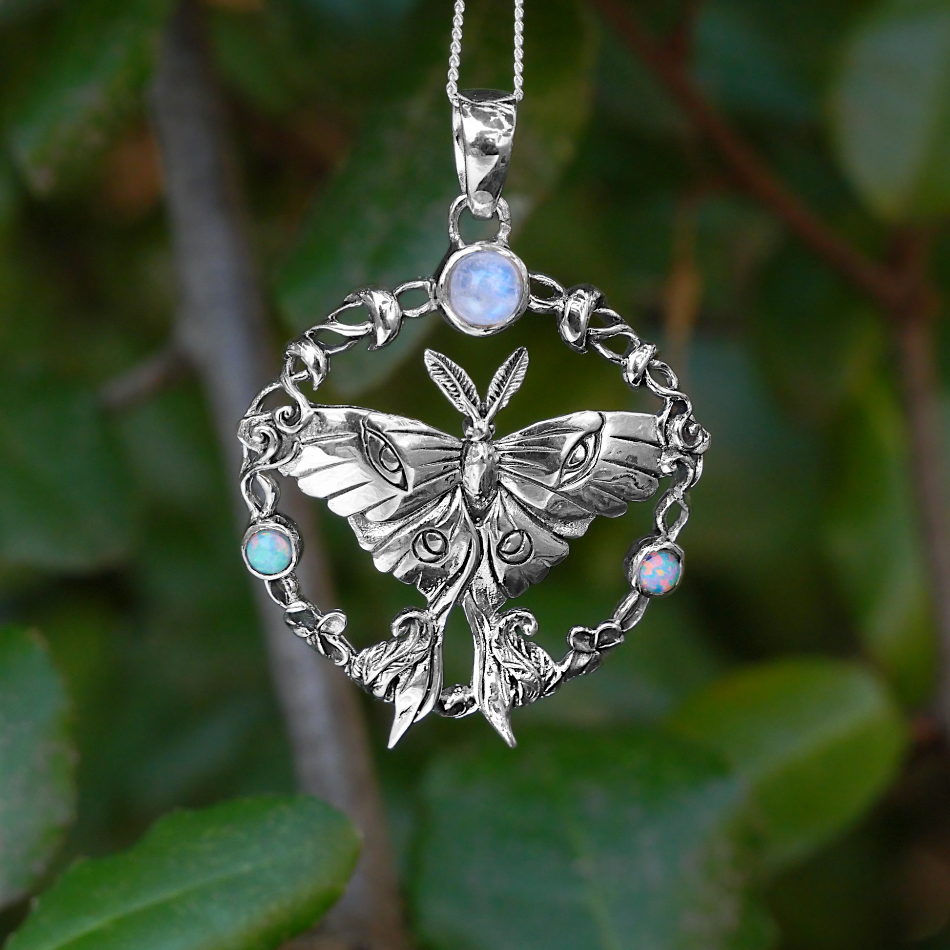 Silver Luna Moth Pendant