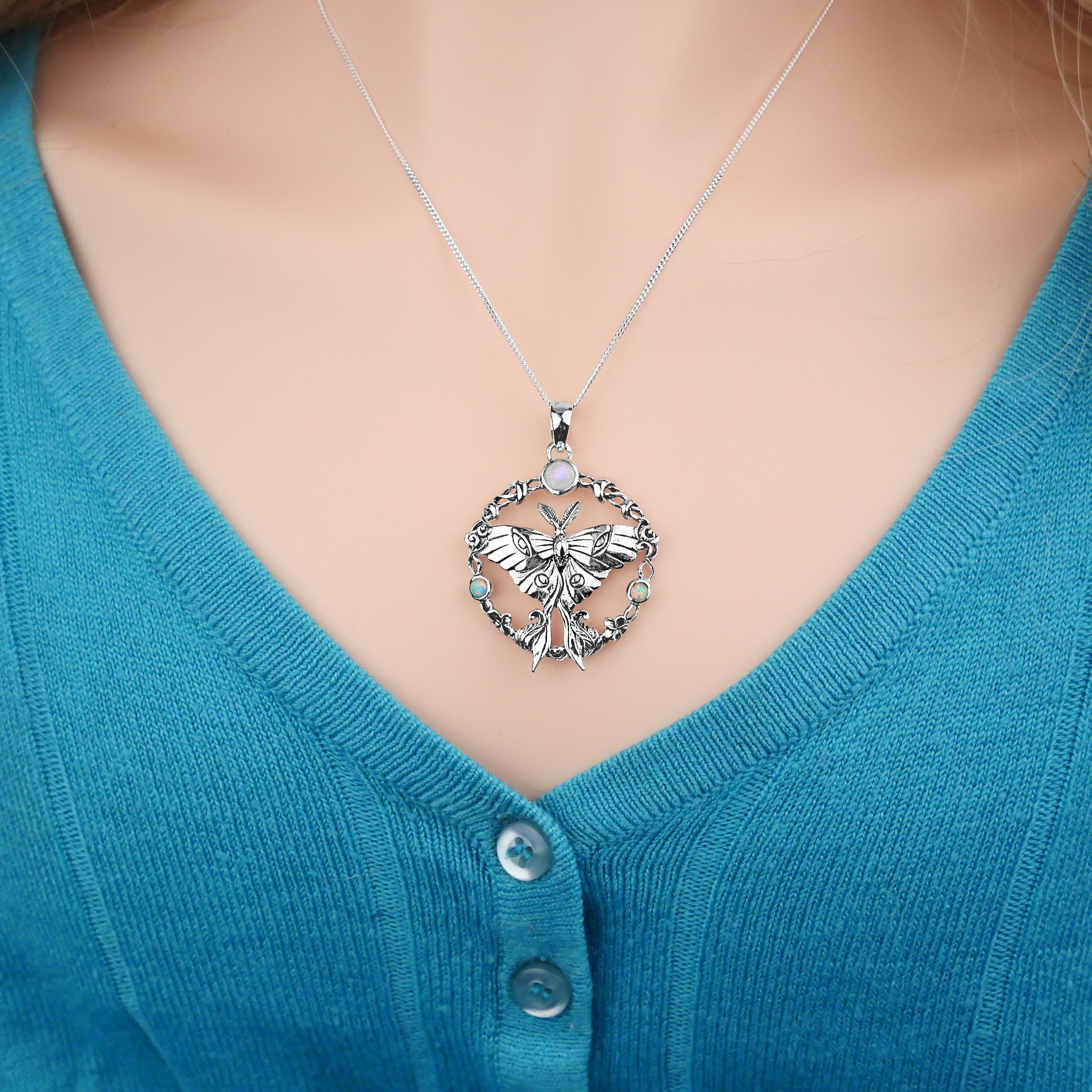 Silver Luna Moth Pendant
