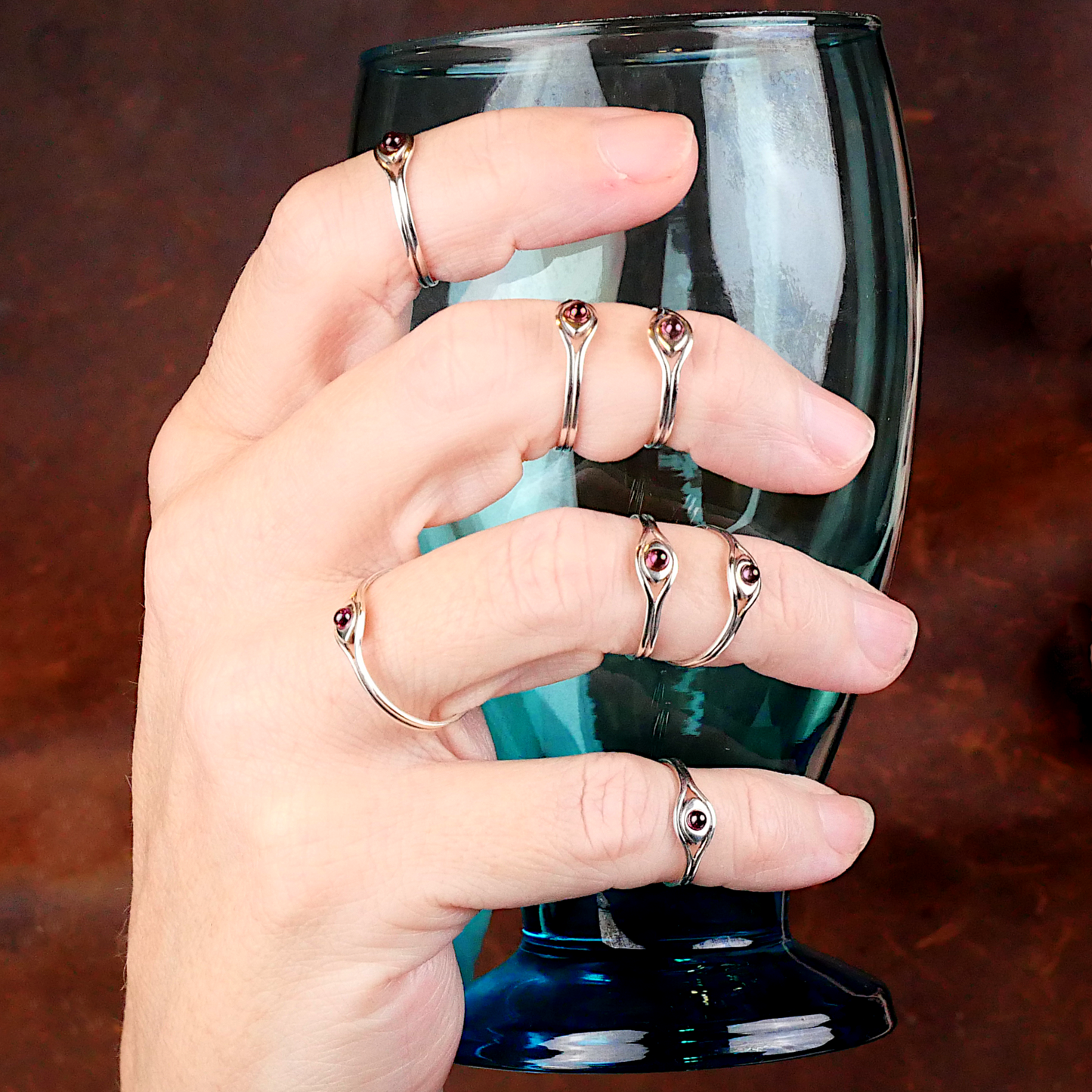 Silver Garnet Eye Ring