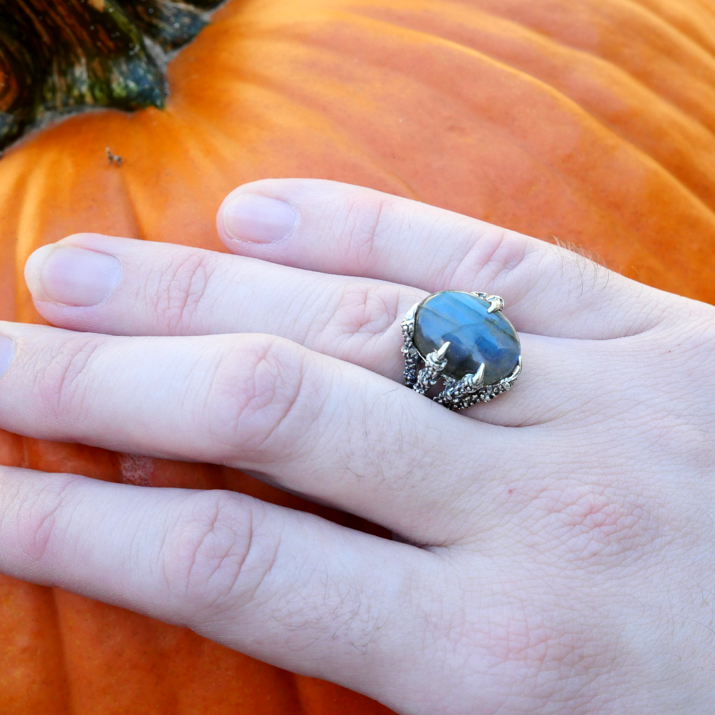 Silver Labradorite Dragon's Claw Ring