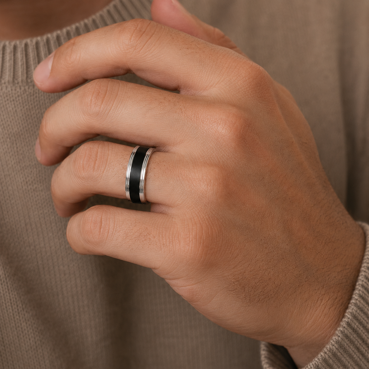 Steel Black Center Band