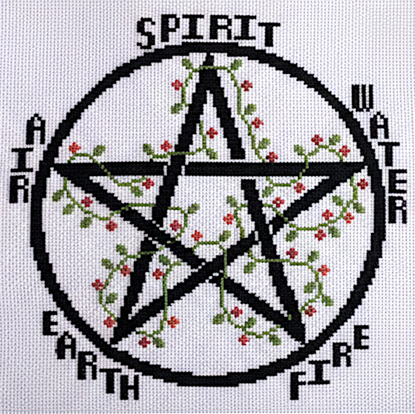 Elemental Pentagram Cross Stitch Pattern