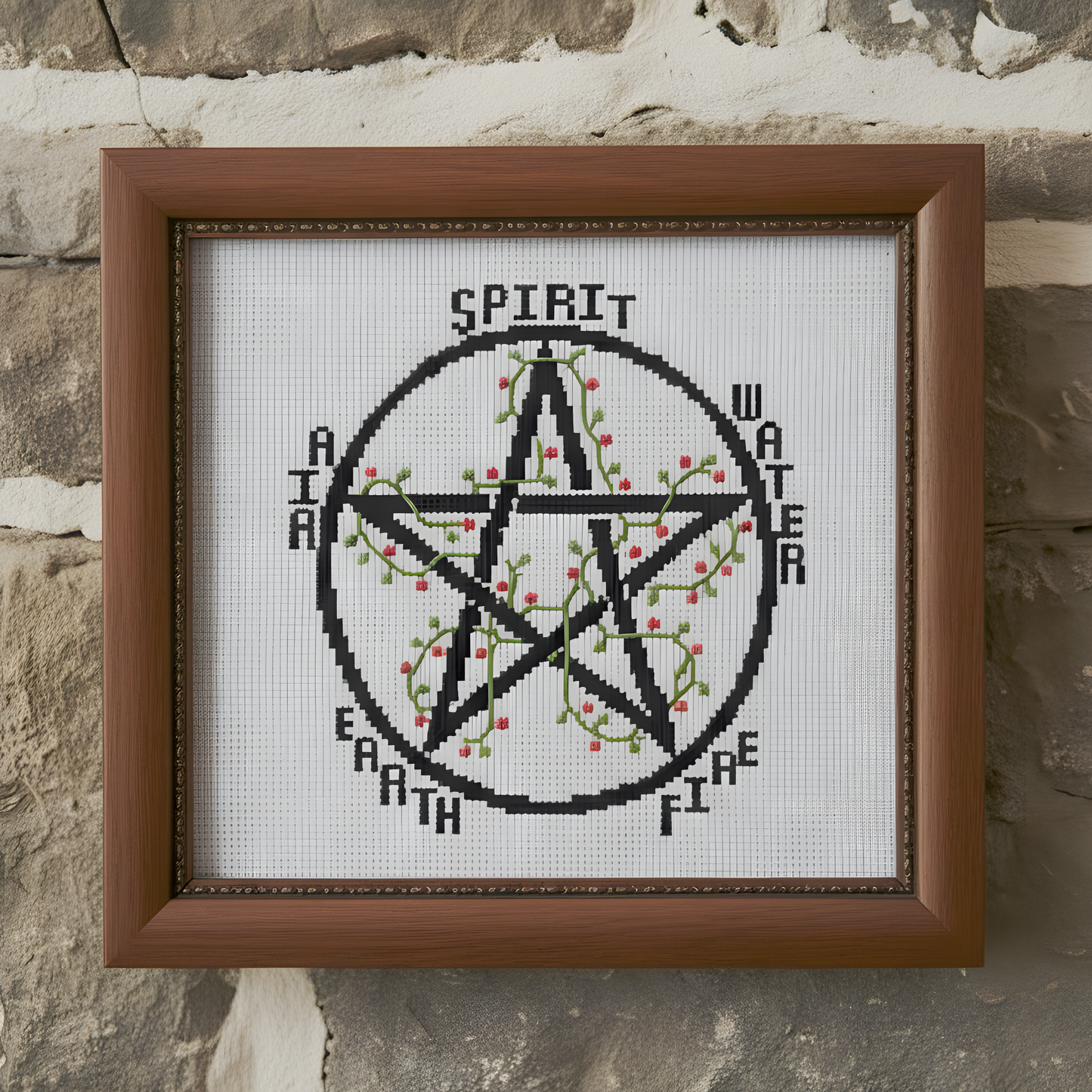 Elemental Pentagram Cross Stitch Pattern