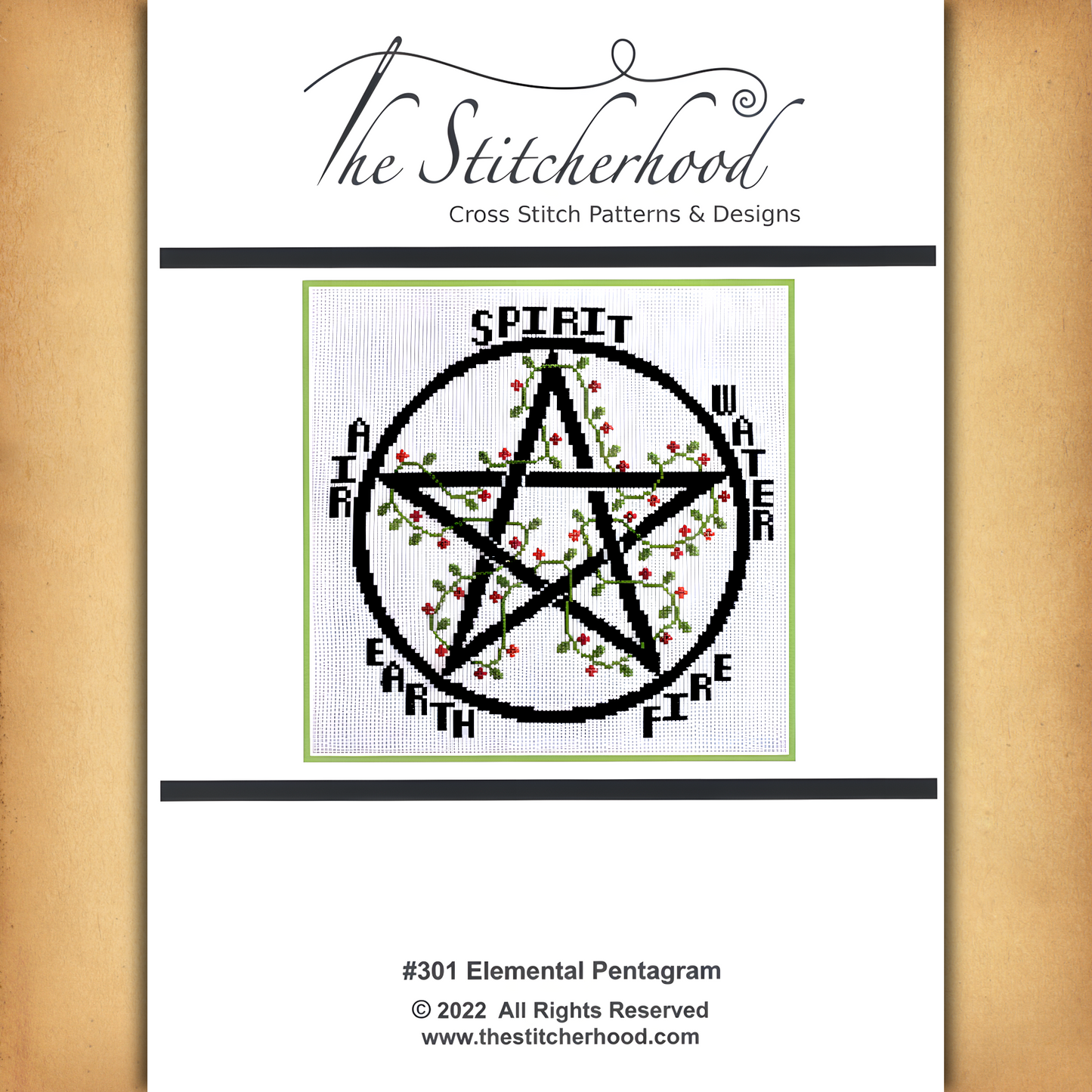 Elemental Pentagram Cross Stitch Pattern