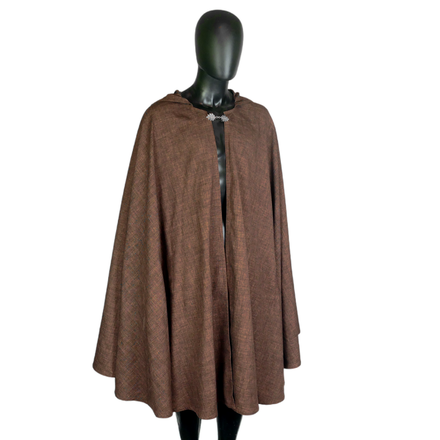 Dark Brown Full Circle Cloak with Hood and Pockets