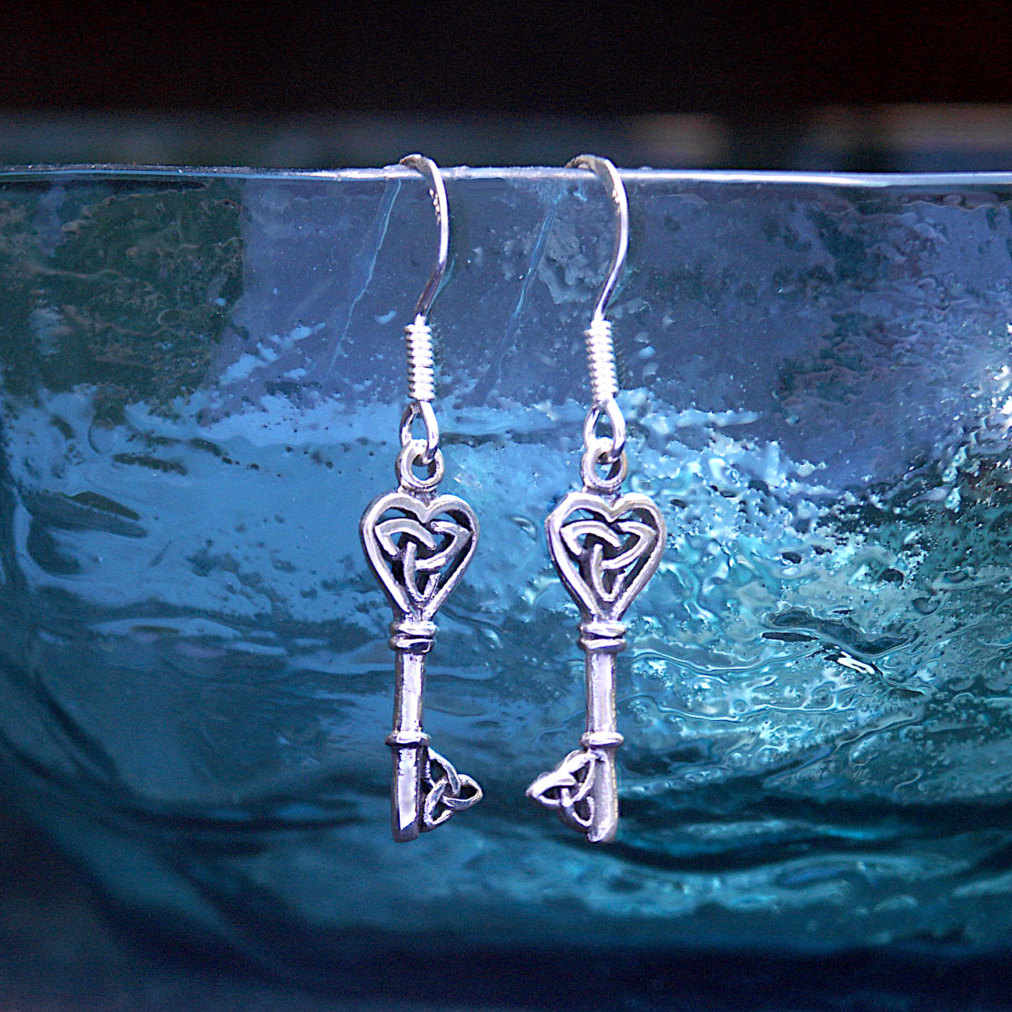 Silver Celtic Key Earrings