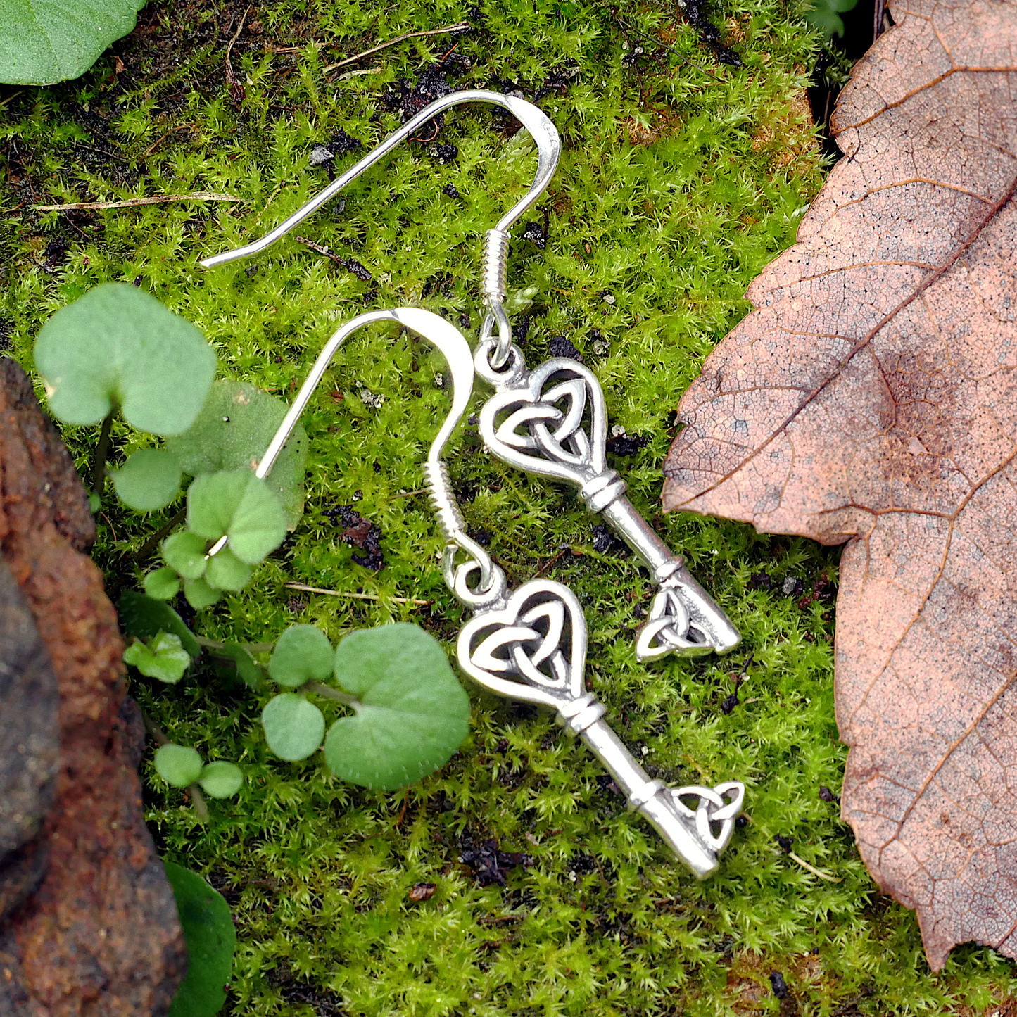 Silver Celtic Key Earrings