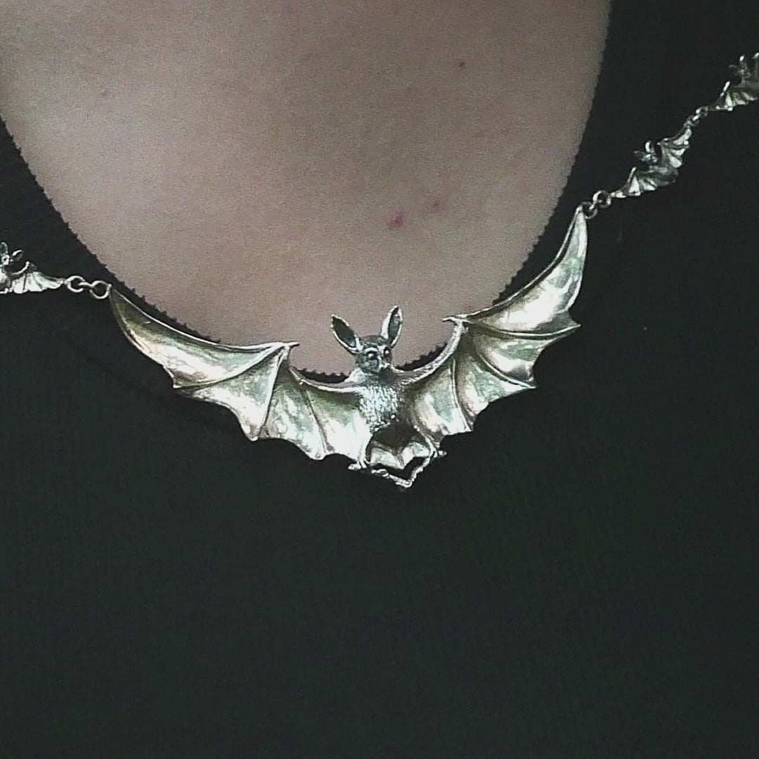 Silver Bat Necklace
