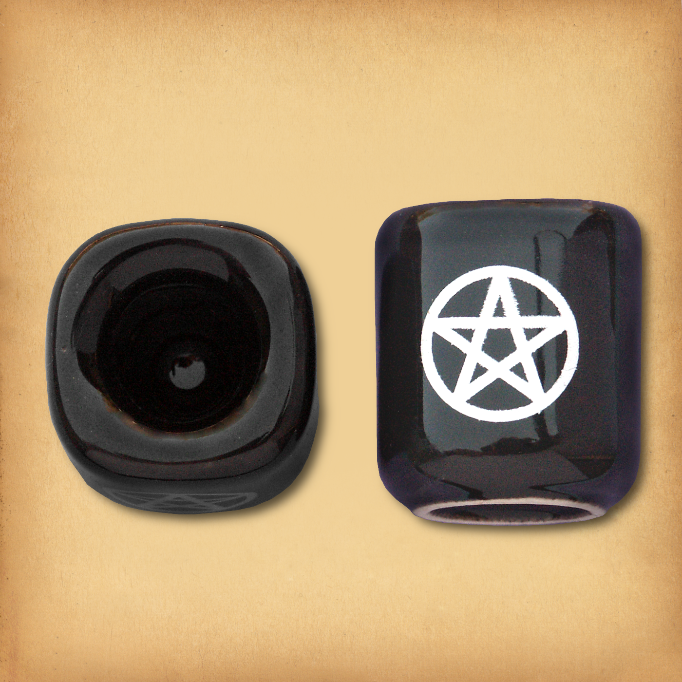 Pair of Plain Black with Silver Pentacles Mini Candle Holders