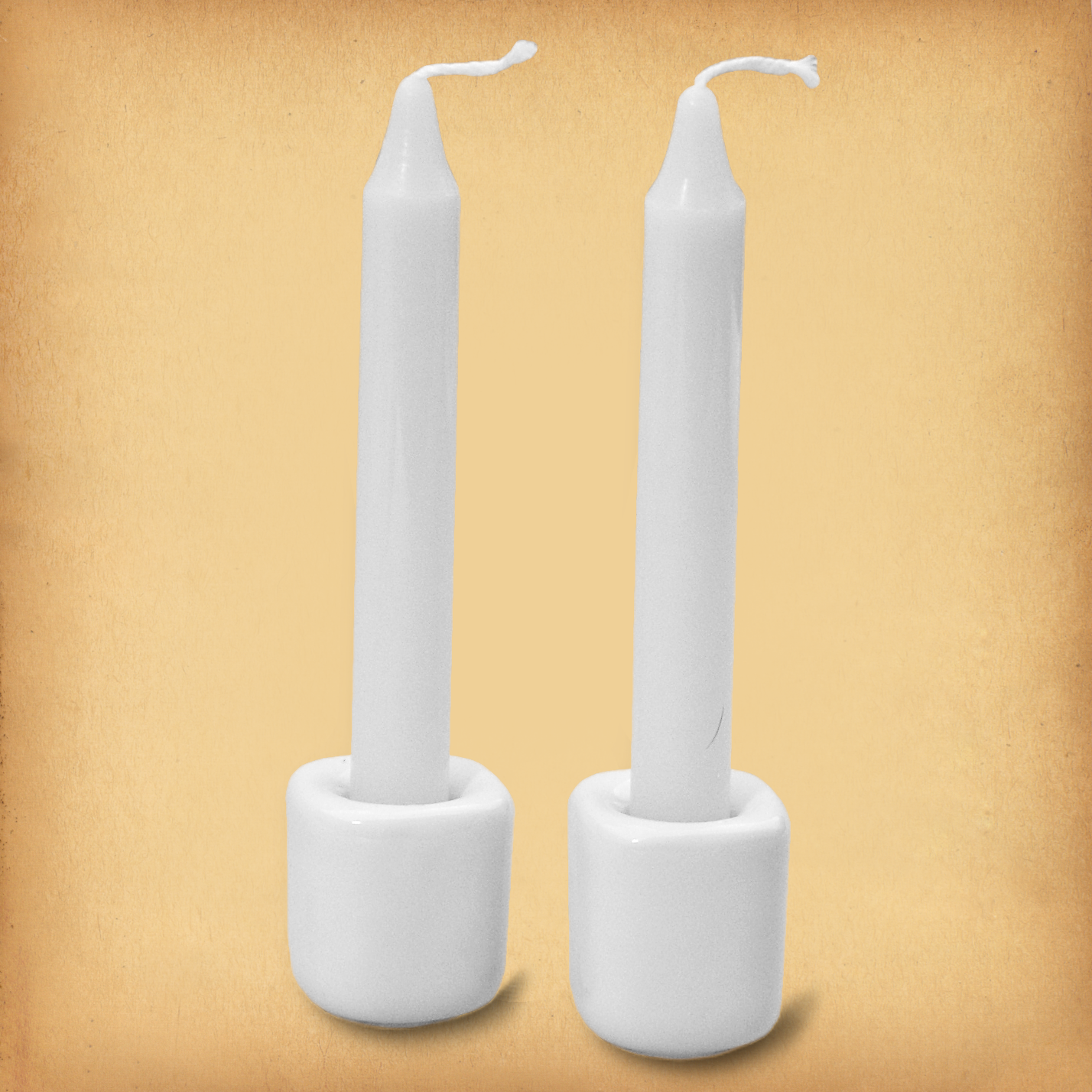 Pair of Plain White Mini Candle Holders