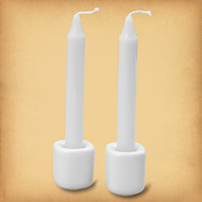 Pair of Plain White Mini Candle Holders