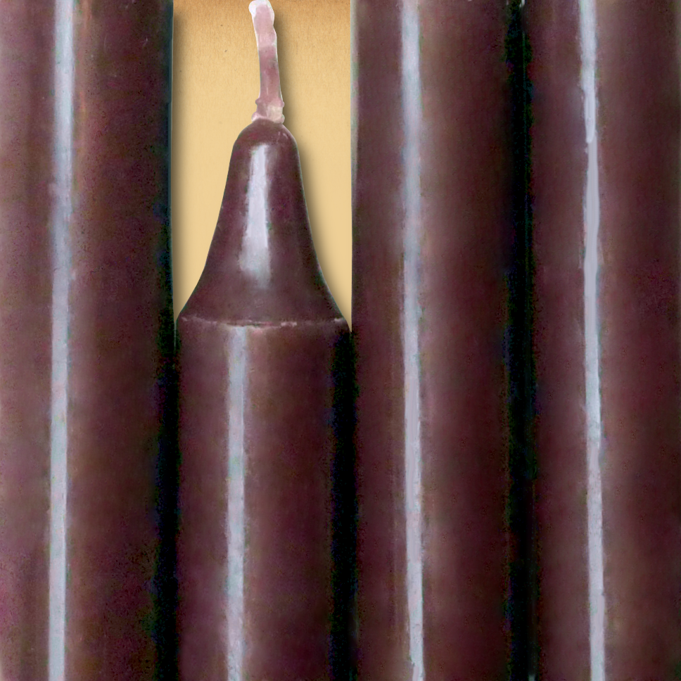Closeup of a quartet of Brown Chime Candles arranged side-by-side so they form an almost solid block of color.