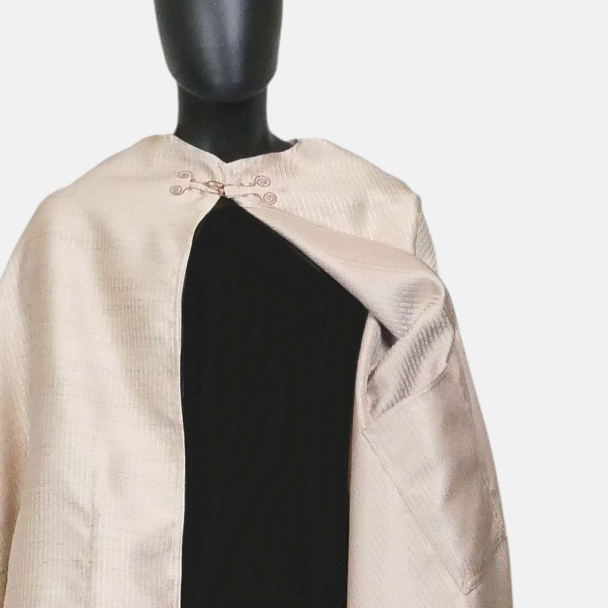 Pale Gold Half-Circle Cloak with Pockets
