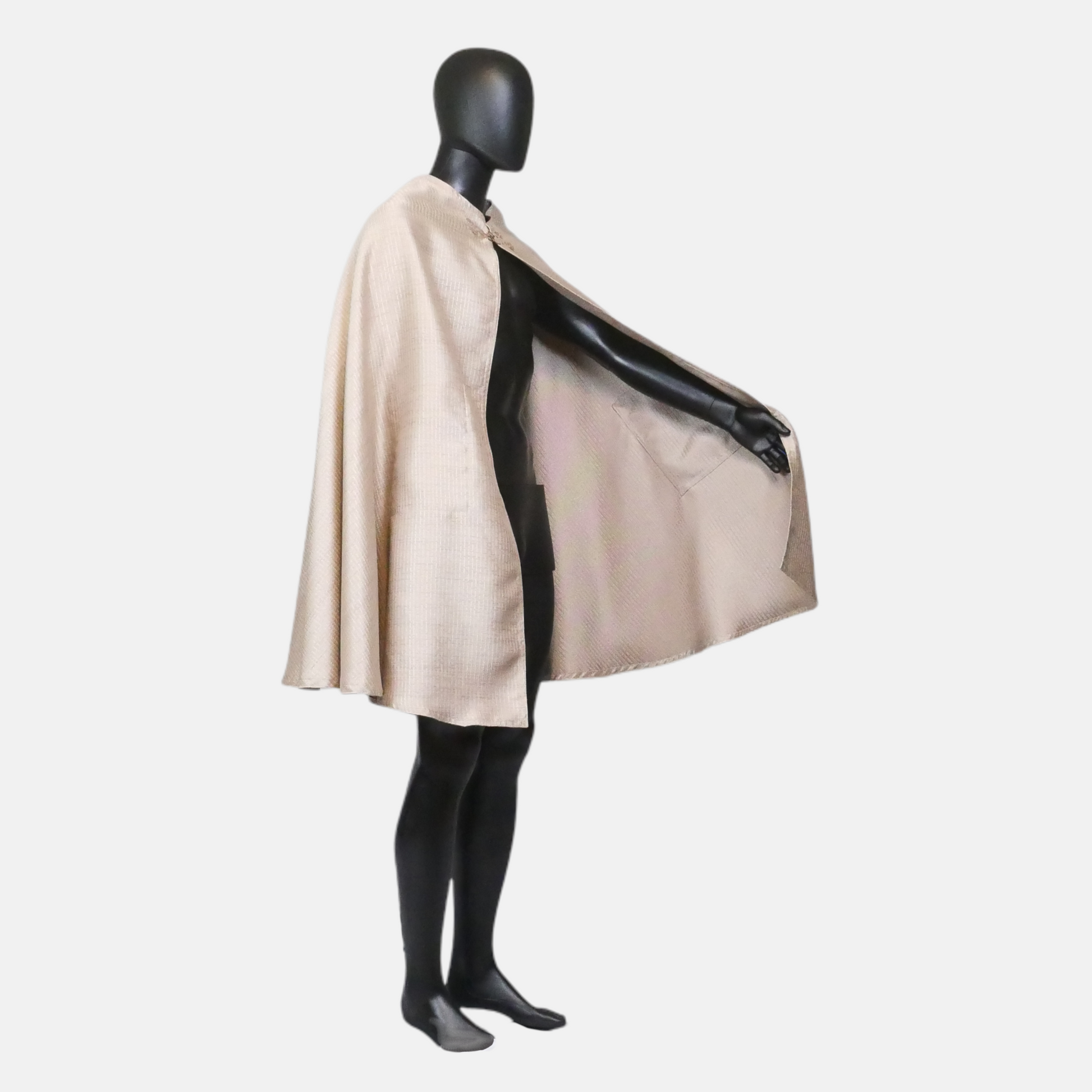Pale Gold Half-Circle Cloak with Pockets