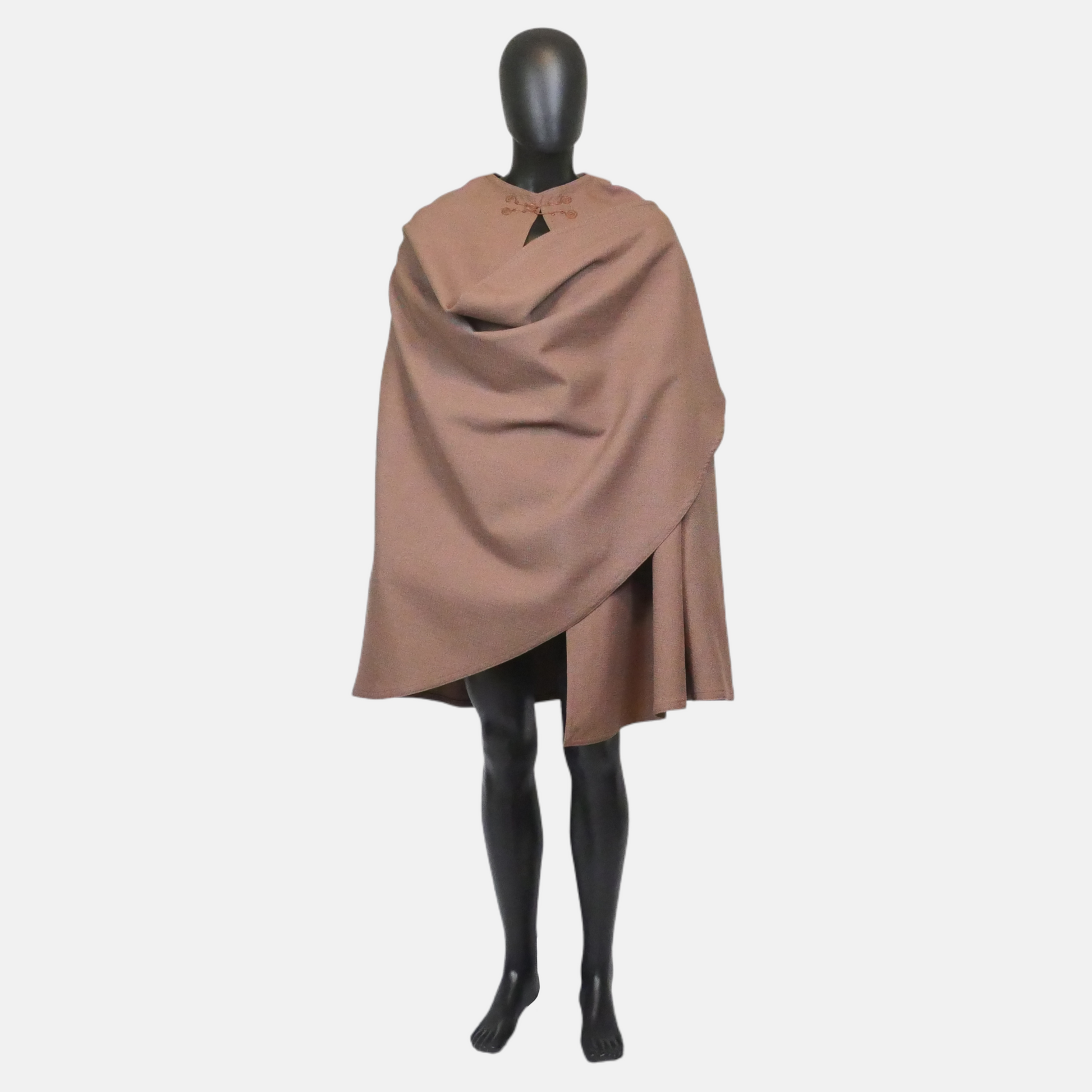 Chocolate Brown Linen-Look Half Circle Cloak