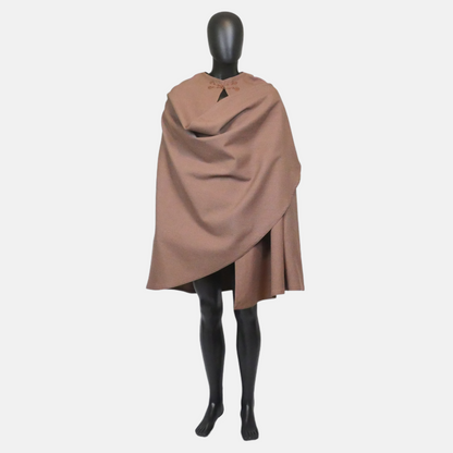 Chocolate Brown Linen-Look Half Circle Cloak