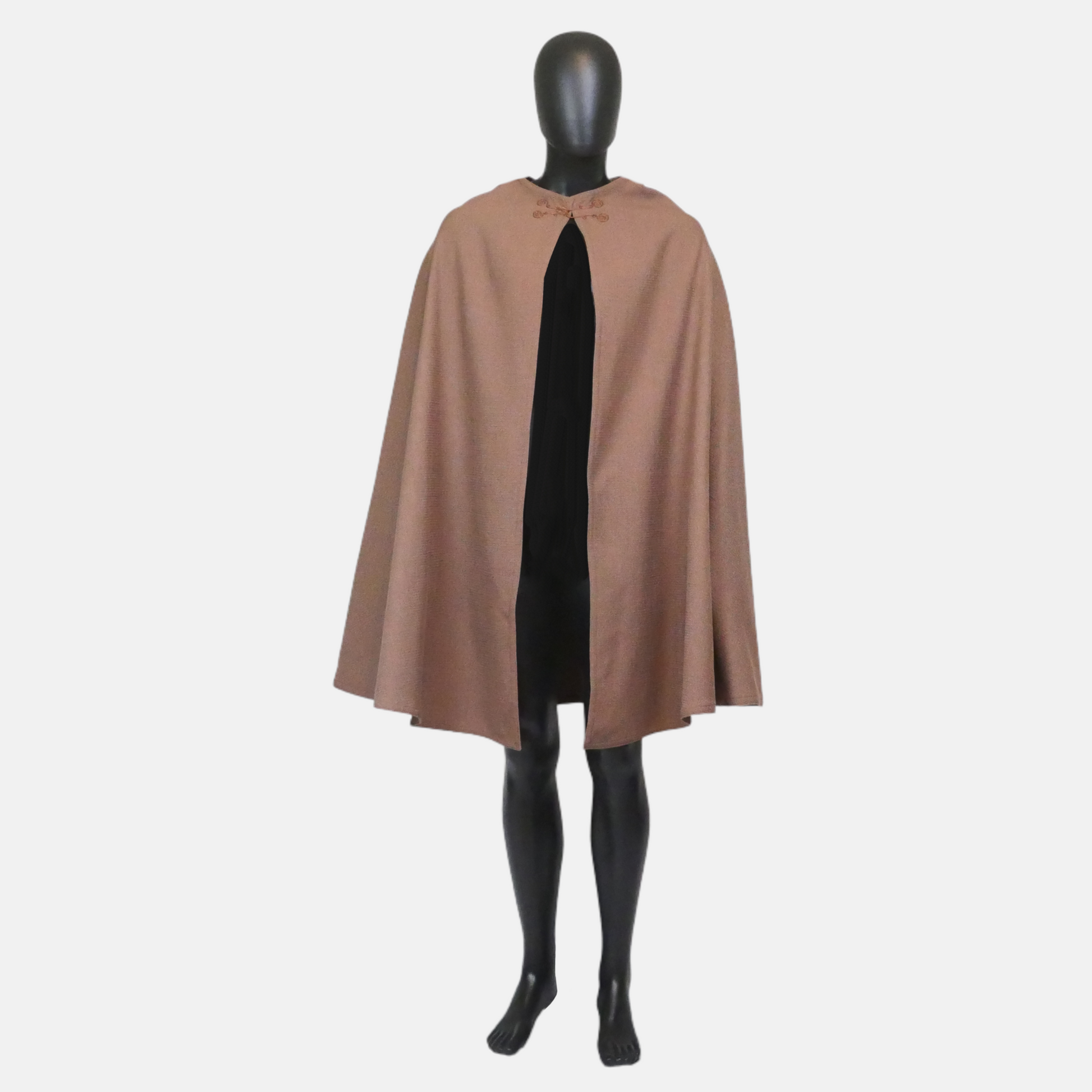 Chocolate Brown Linen-Look Half Circle Cloak