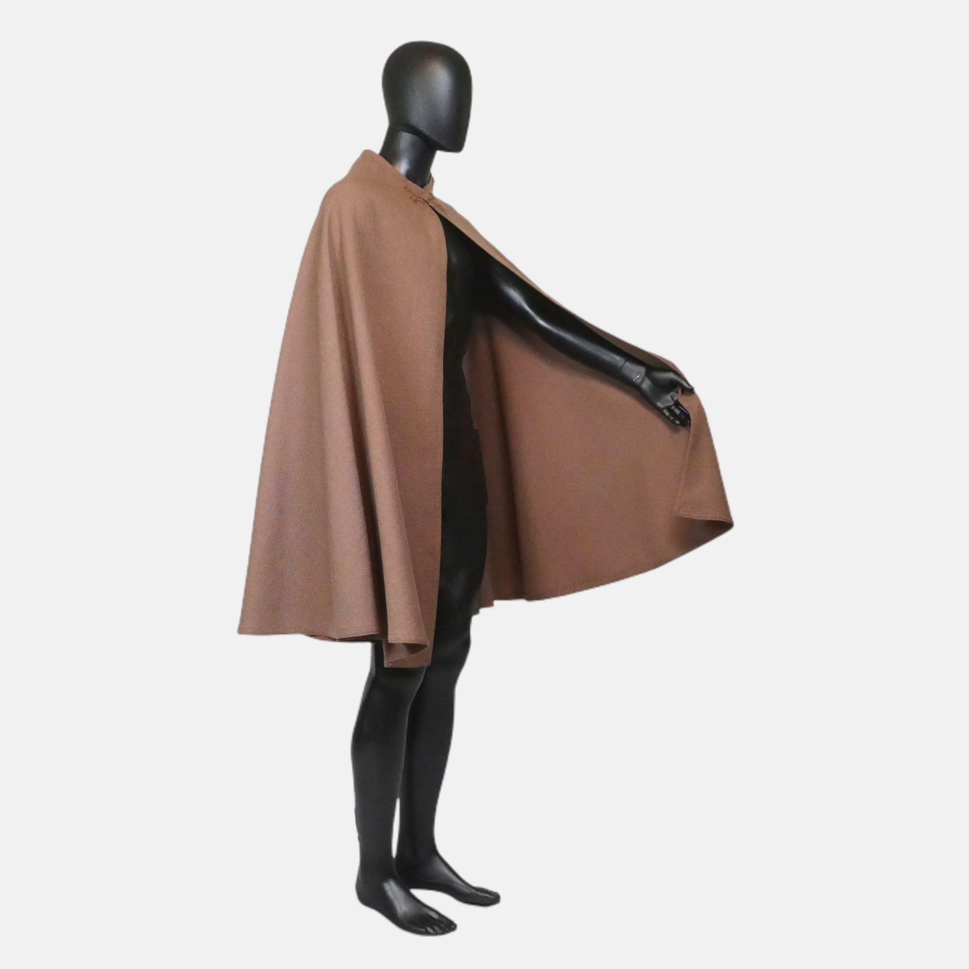 Chocolate Brown Linen-Look Half Circle Cloak
