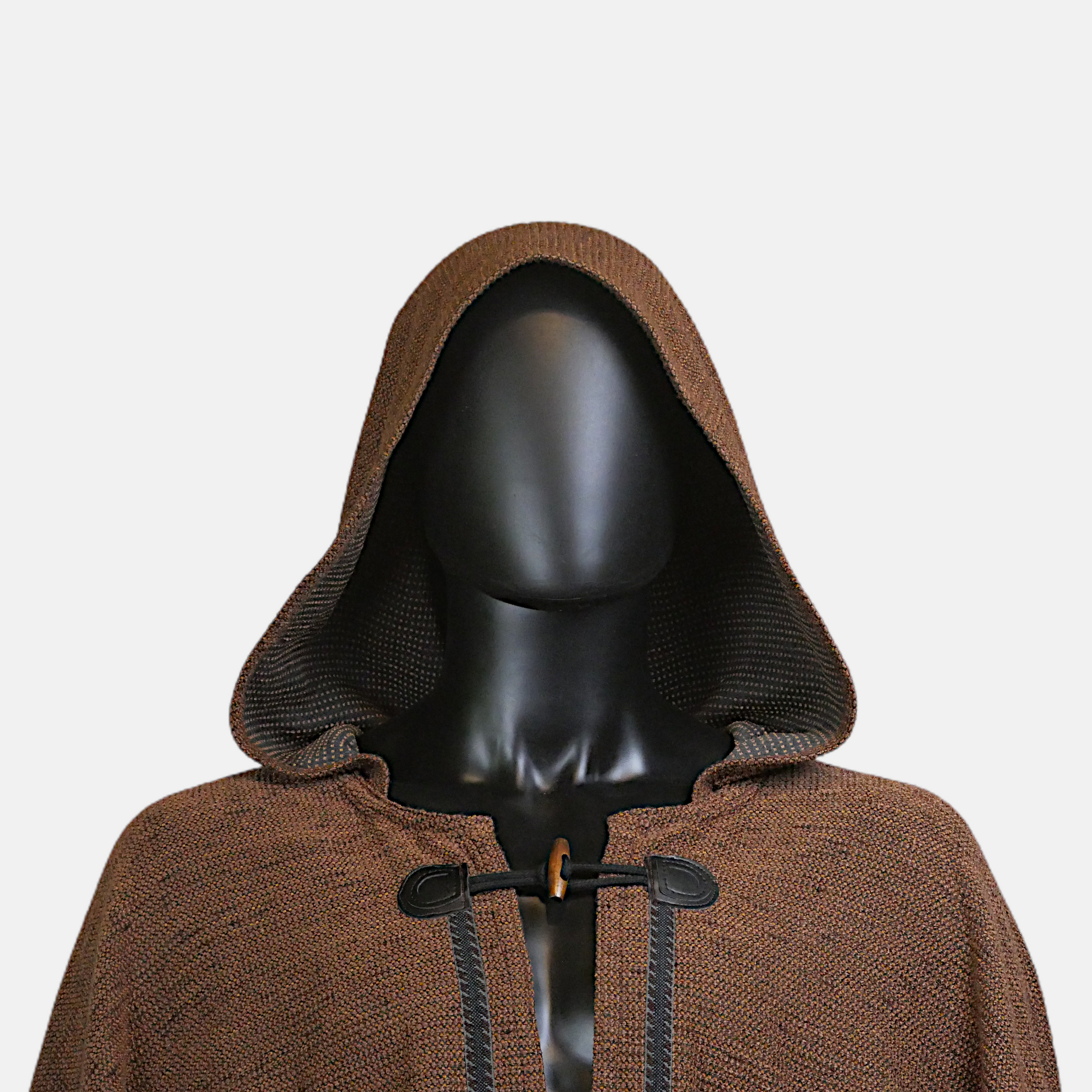 Brown Full Circle Cloak with Hood and Trim