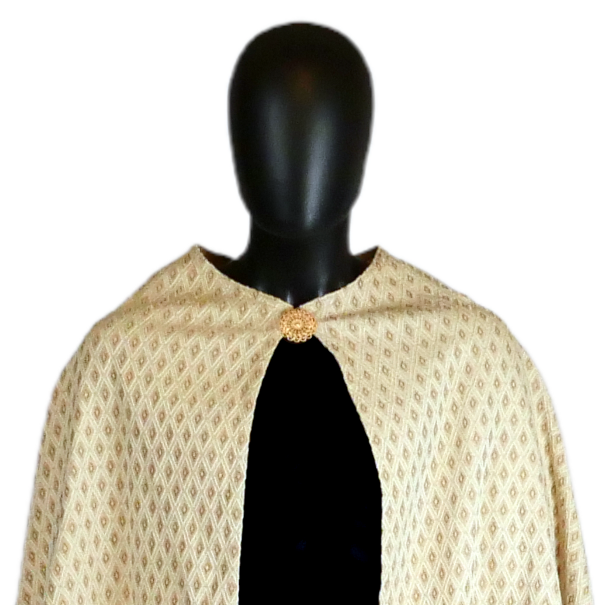 Cream Diamond Half Circle Cloak with Pockets