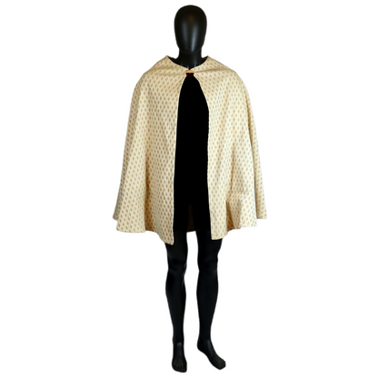 Cream Diamond Half Circle Cloak with Pockets